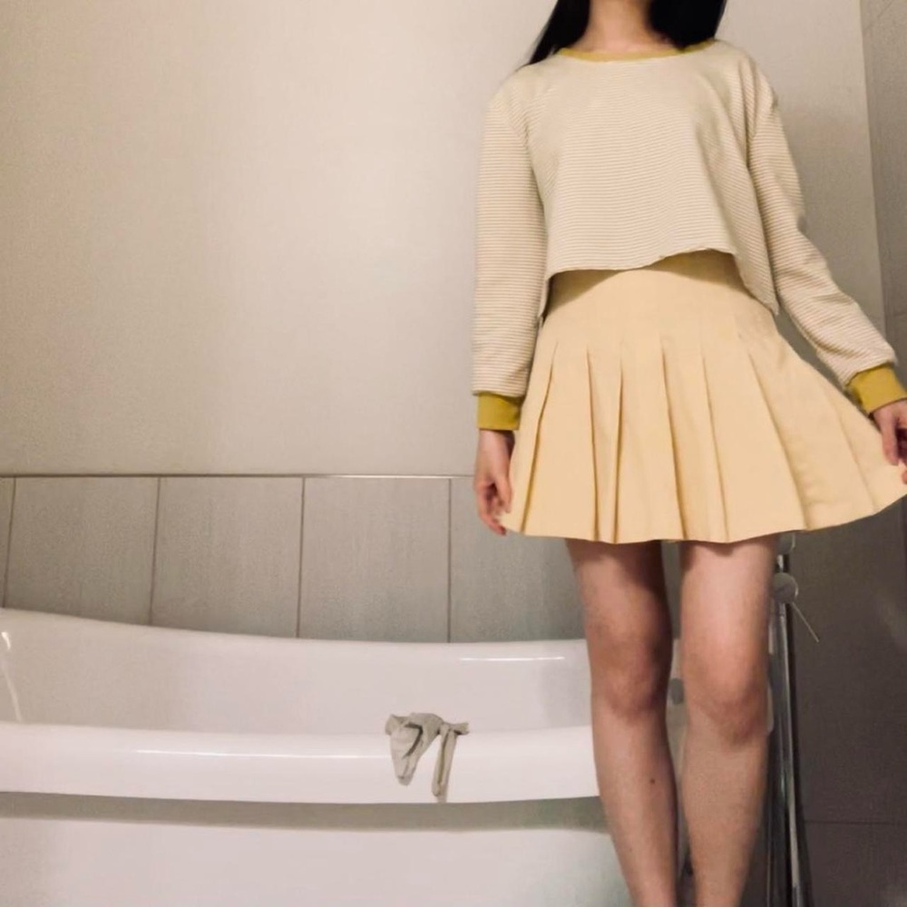 Pastel Yellow Chuu Pleated Tennis Skirt